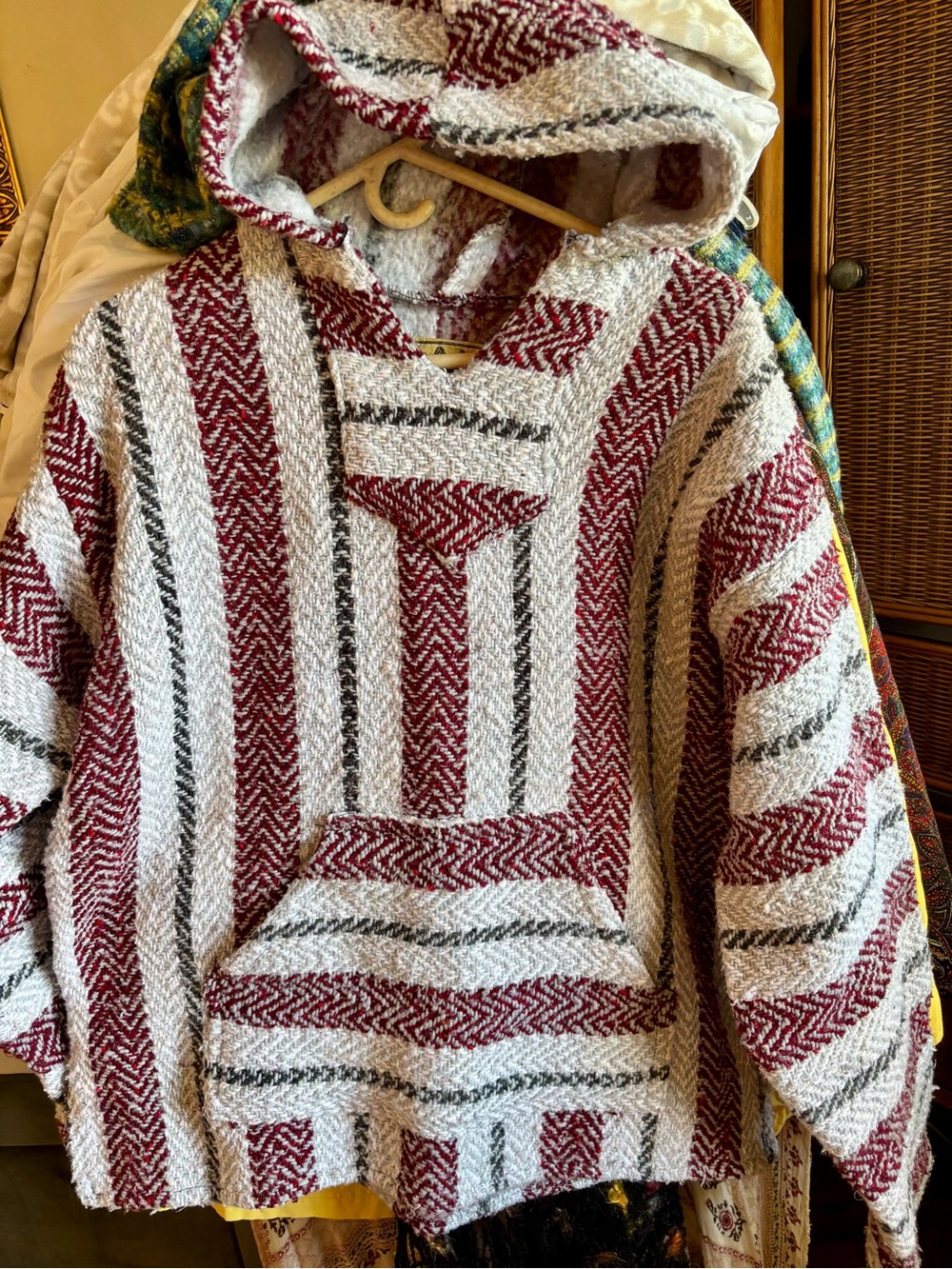 Striped Hooded Crew Sweater - Red & White